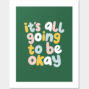 It's All Going to Be Okay in green yellow soft blue and peach Posters and Art